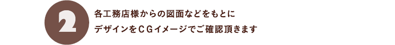 2.各工務店様からの図面などをもとにデザインをCGイメージでご確認頂きます